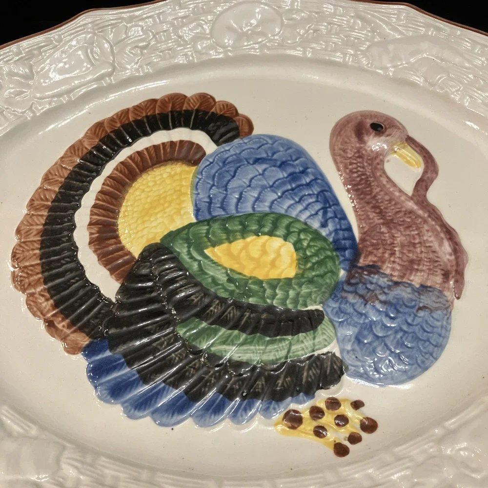 Vintage California Pottery Turkey Platter 18
